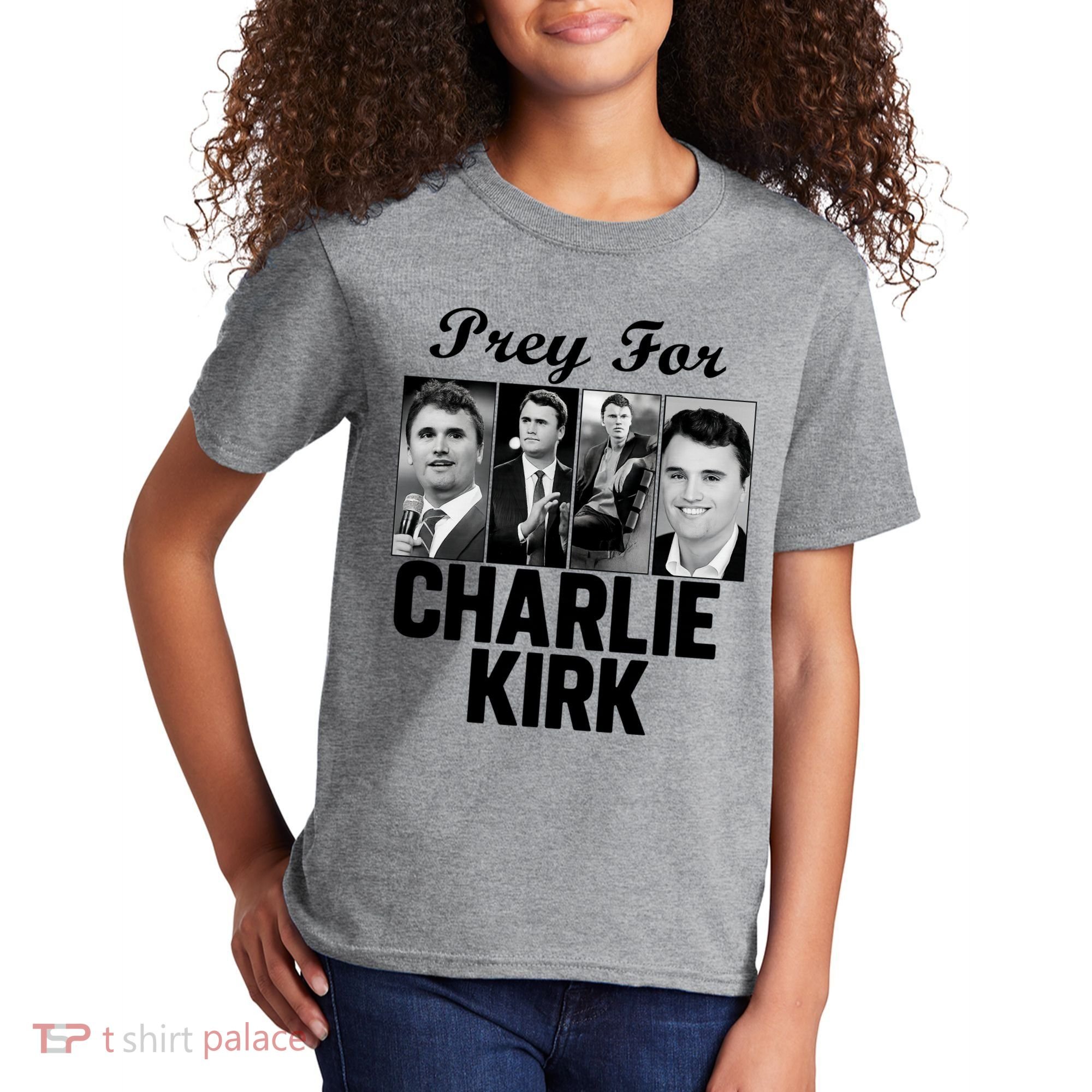 Pray For Charlie Kirk Tribute Support Kids T-Shirt