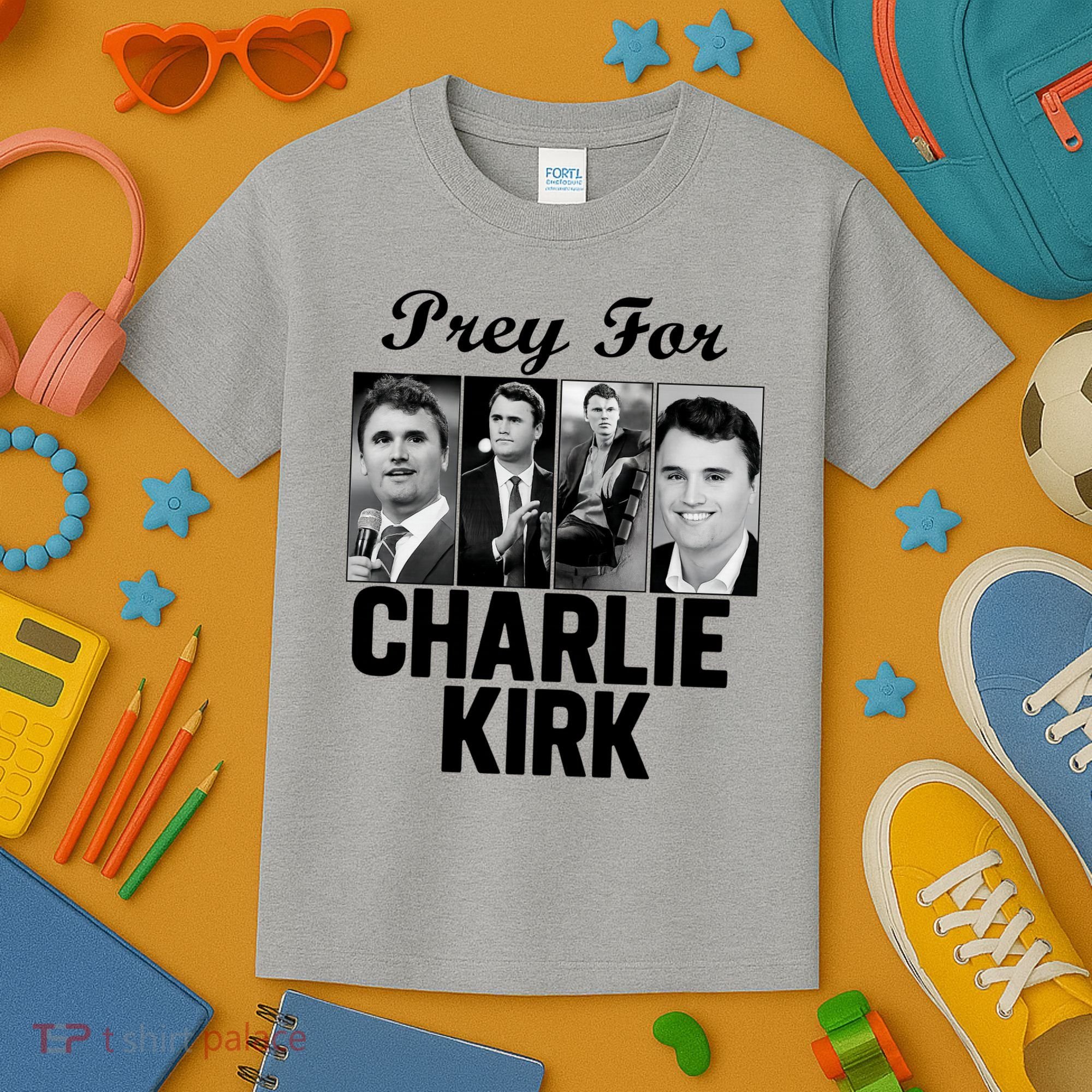 Pray For Charlie Kirk Tribute Support Kids T-Shirt