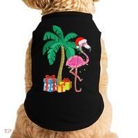 Pink Flamingo Christmas Palm Tree Tropical Xmas Funny Doggie Tank thumb 0