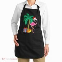 Pink Flamingo Christmas Palm Tree Tropical Xmas Funny Apron thumb 2