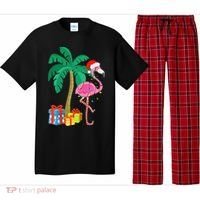 Pink Flamingo Christmas Palm Tree Tropical Xmas Funny Pajama Set thumb 0
