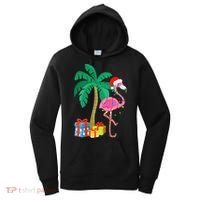 Pink Flamingo Christmas Palm Tree Tropical Xmas Funny Women's Hoodie thumb 0
