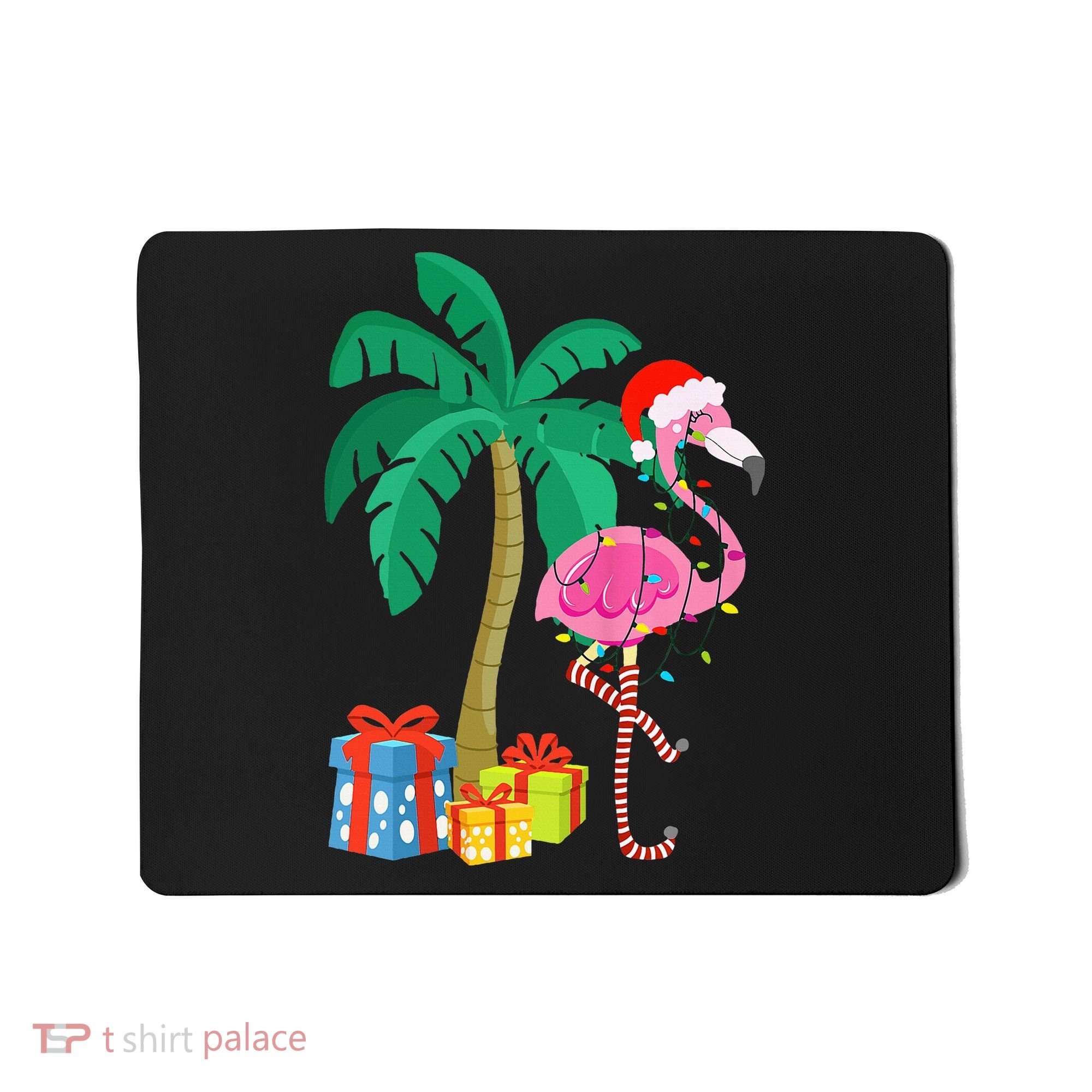 Pink Flamingo Christmas Palm Tree Tropical Xmas Funny Mousepad