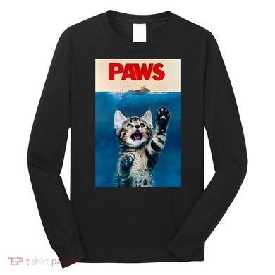 Paws Funny Cat Parody Cat Lover Gift Kitten Shark Mouse Meow Long Sleeve Shirt