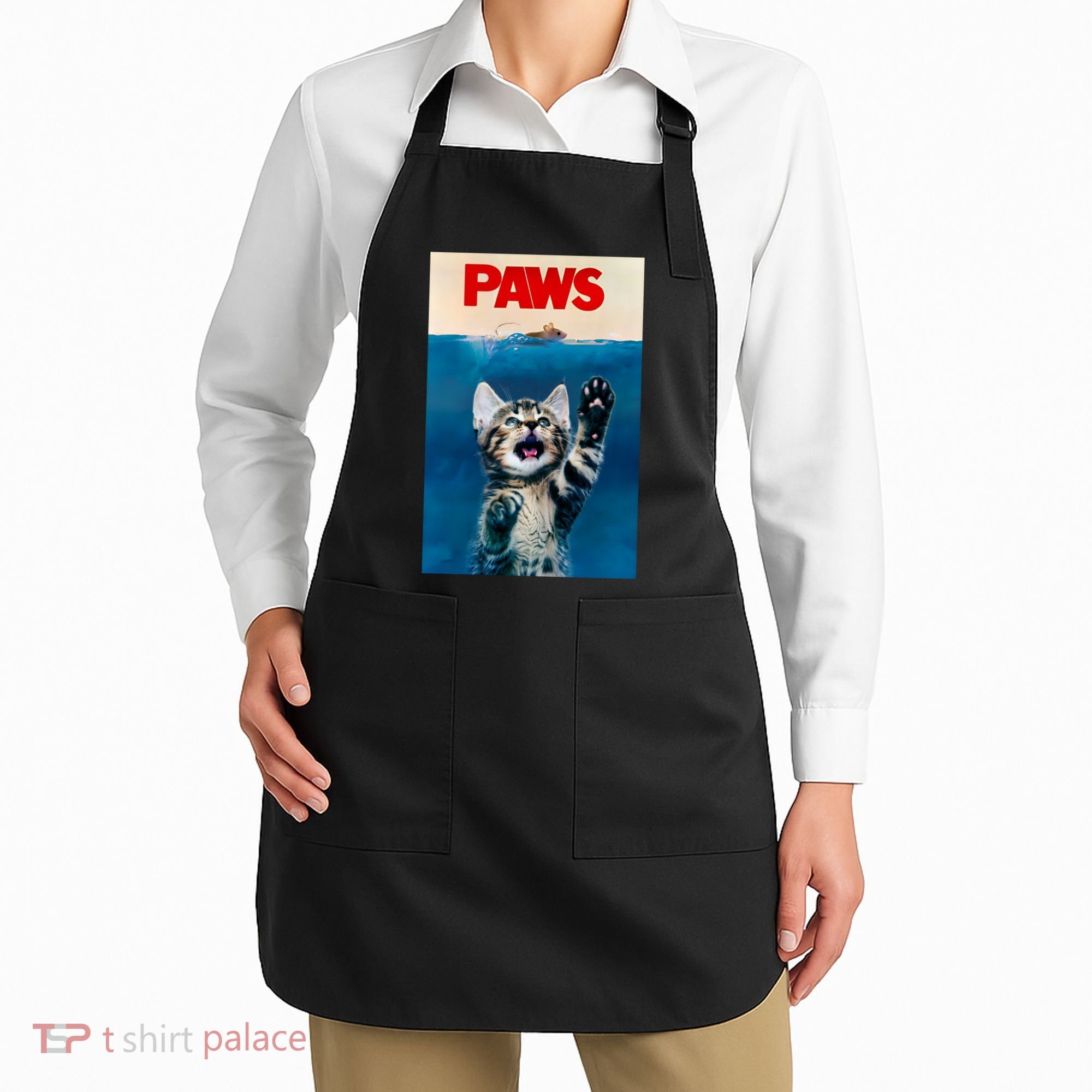 Paws Funny Cat Parody Cat Lover Gift Kitten Shark Mouse Meow Apron