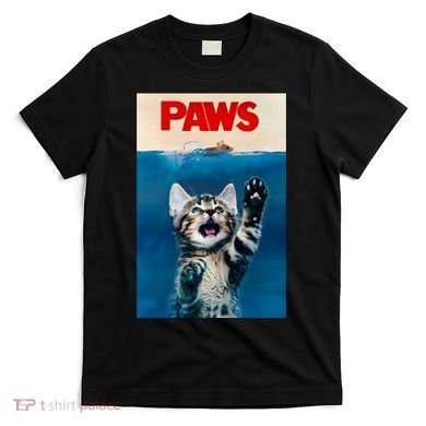 Paws Funny Cat Parody Cat Lover Gift Kitten Shark Mouse Meow T-Shirt
