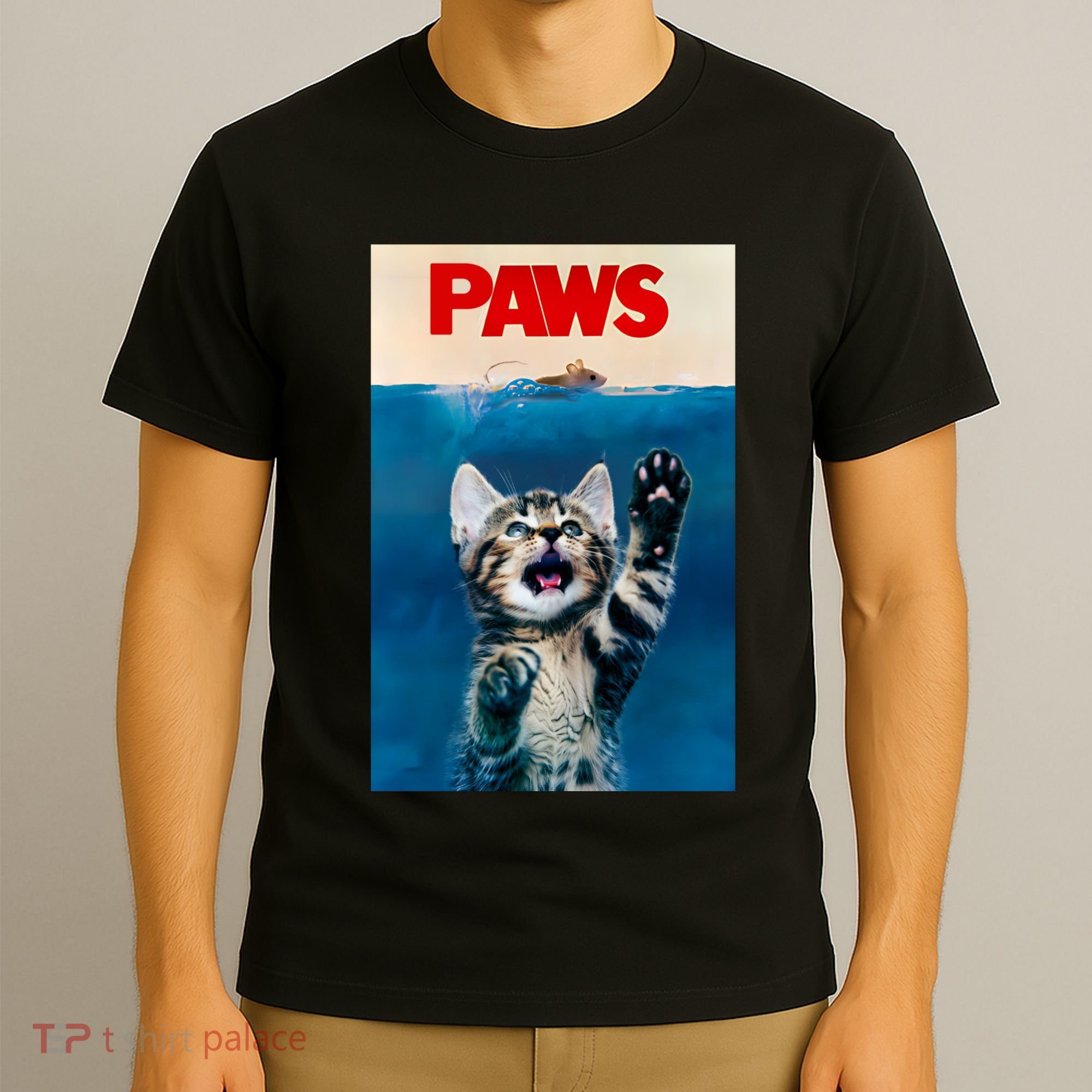 Paws Funny Cat Parody Cat Lover Gift Kitten Shark Mouse Meow T-Shirt