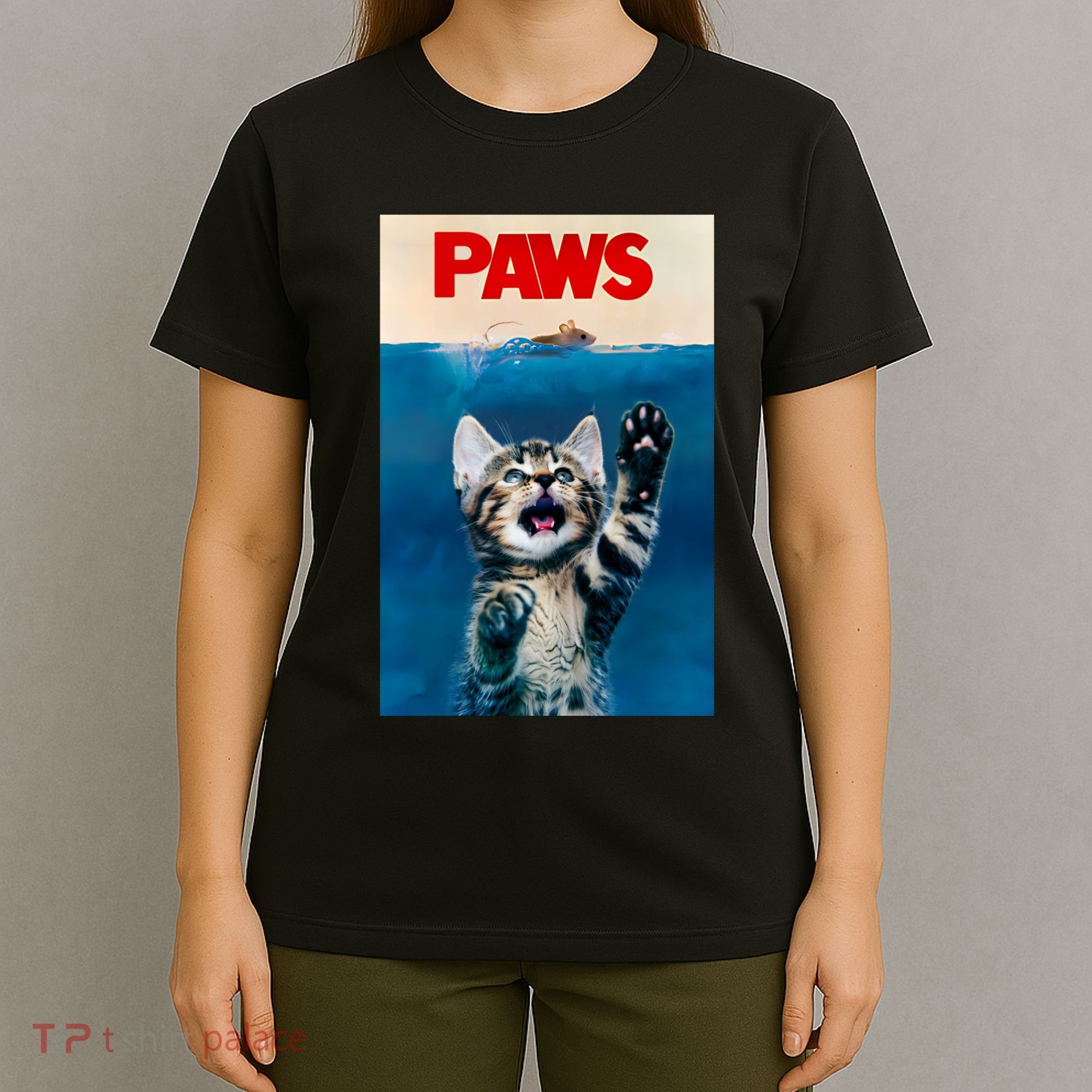 Paws Funny Cat Parody Cat Lover Gift Kitten Shark Mouse Meow T-Shirt