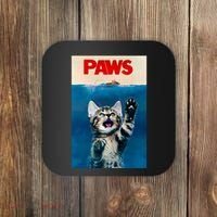 Paws Funny Cat Parody Cat Lover Gift Kitten Shark Mouse Meow Coaster thumb 0