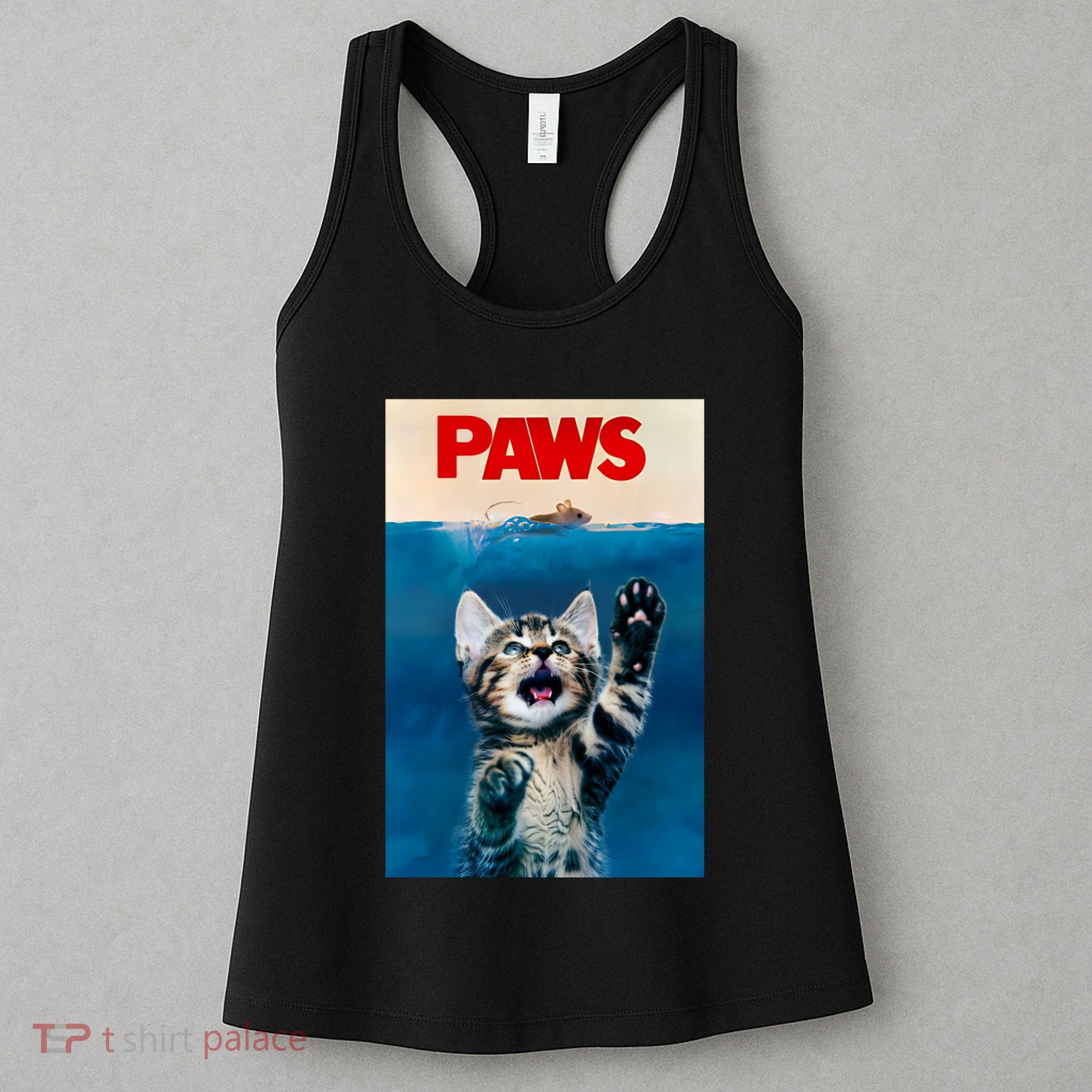 Paws Funny Cat Parody Cat Lover Gift Kitten Shark Mouse Meow Women's Tank Top