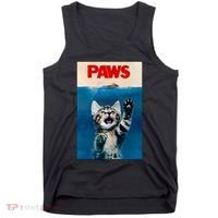 Paws Funny Cat Parody Cat Lover Gift Kitten Shark Mouse Meow Tank Top thumb 0
