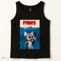 Paws Funny Cat Parody Cat Lover Gift Kitten Shark Mouse Meow Tank Top thumb 2