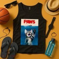 Paws Funny Cat Parody Cat Lover Gift Kitten Shark Mouse Meow Tank Top thumb 4