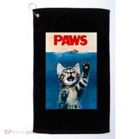 Paws Funny Cat Parody Cat Lover Gift Kitten Shark Mouse Meow Golf Towel thumb 0