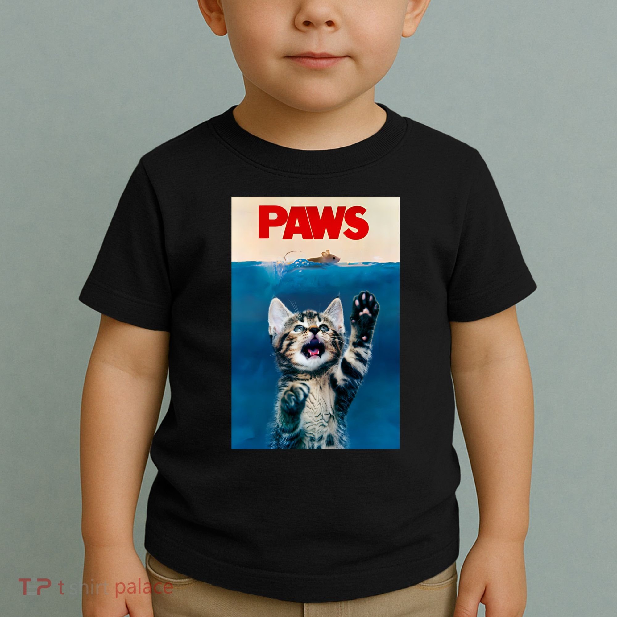 Paws Funny Cat Parody Cat Lover Gift Kitten Shark Mouse Meow Toddler T-Shirt