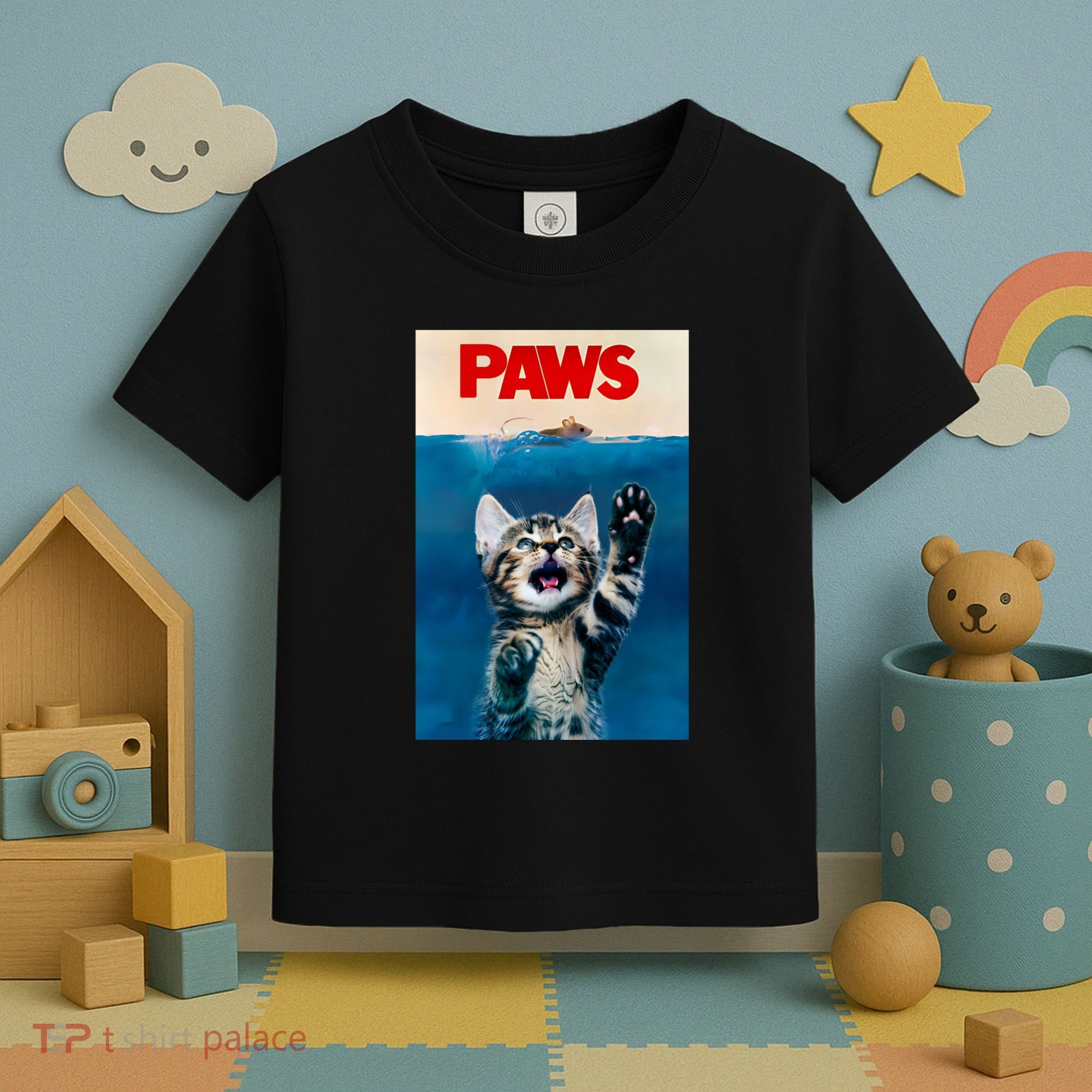 Paws Funny Cat Parody Cat Lover Gift Kitten Shark Mouse Meow Toddler T-Shirt