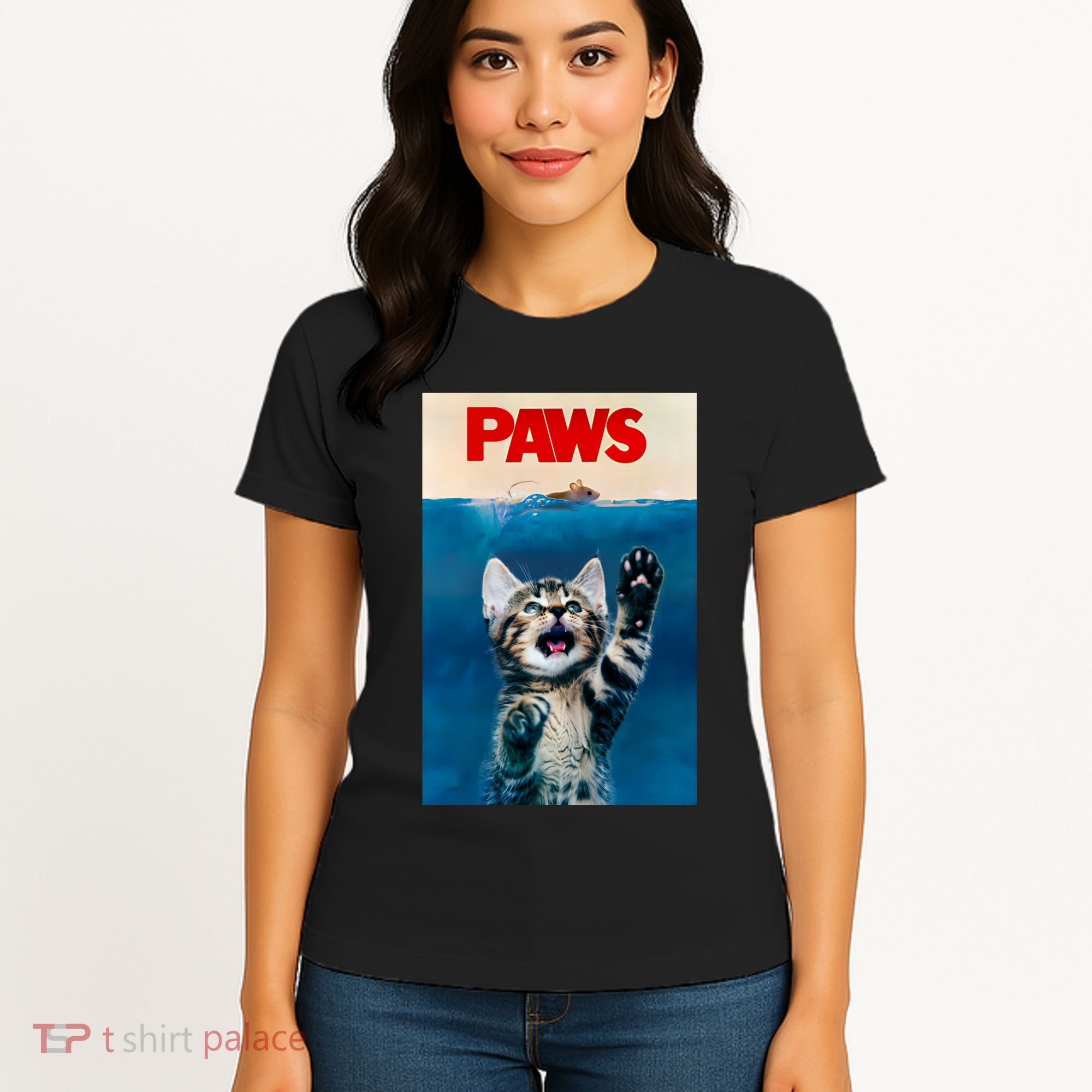 Paws Funny Cat Parody Cat Lover Gift Kitten Shark Mouse Meow Women's T-Shirt