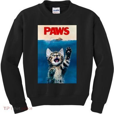 Paws Funny Cat Parody Cat Lover Gift Kitten Shark Mouse Meow Kids Sweatshirt