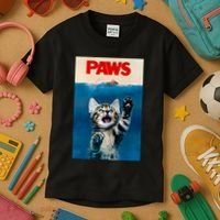 Paws Funny Cat Parody Cat Lover Gift Kitten Shark Mouse Meow Kids T-Shirt thumb 3