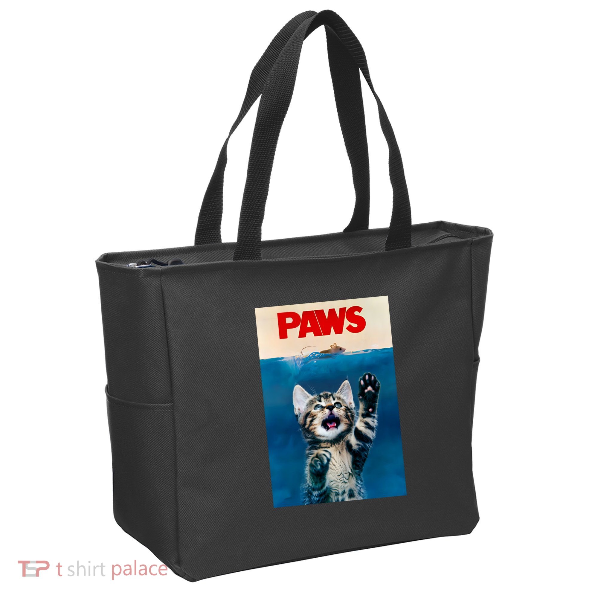 Paws Funny Cat Parody Cat Lover Gift Kitten Shark Mouse Meow Tote Bag