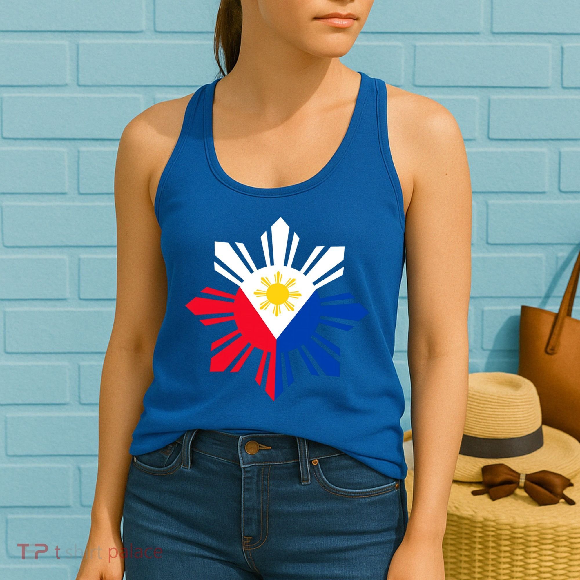 Philippine Flag Cool Gift Pinoy Flag Filipino Funny Gift Pinoy Sun Women's Tank Top
