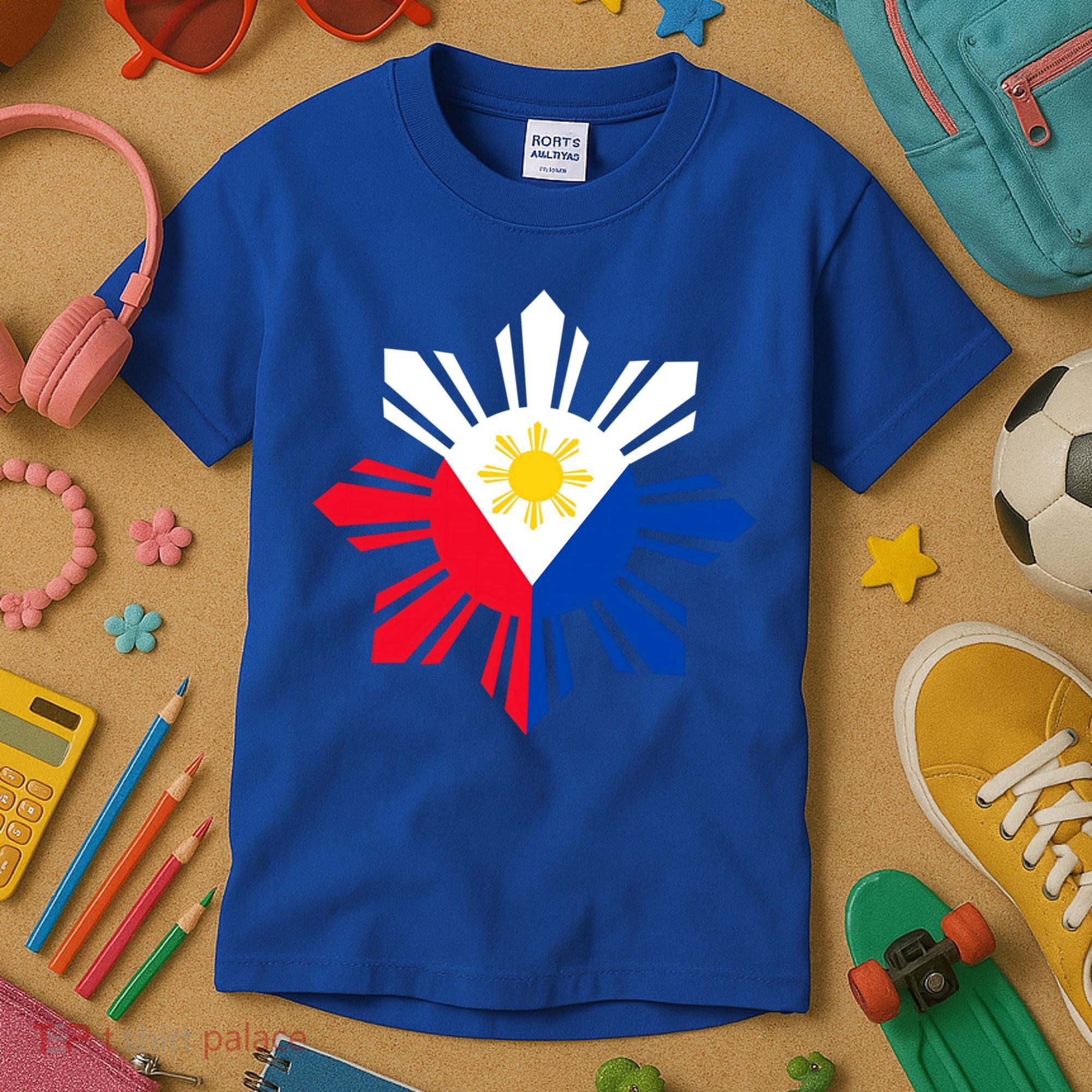 Philippine Flag Cool Gift Pinoy Flag Filipino Funny Gift Pinoy Sun Kids T-Shirt