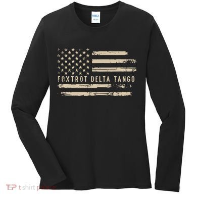 Protest Foxtrot Delta Tango US Flag Resist Women Women's Long Sleeve Shirt