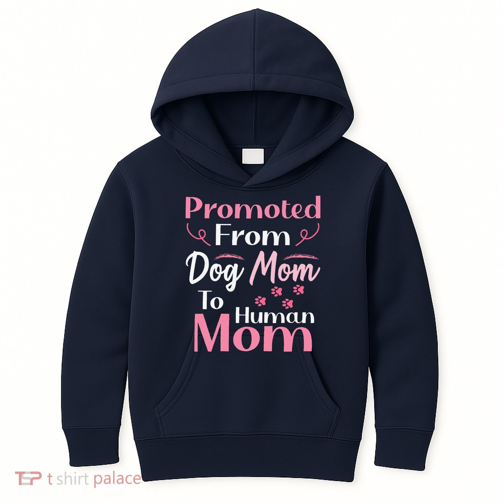 Promoted From Dog Mom To Human Mom MotherS Day Kids Hoodie