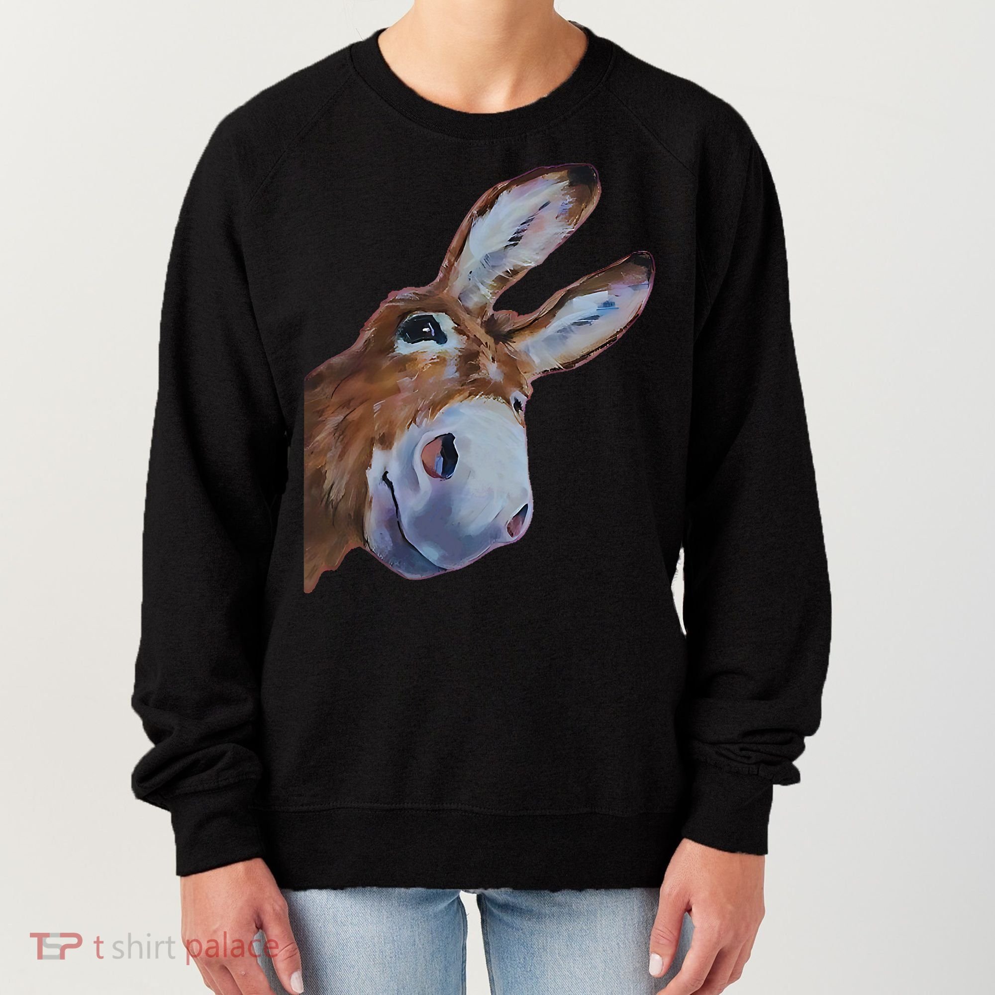 Peachbruh Funny Donkey Art Donkey Head Smile Eagerly Donkey Women's Sweatshirt
