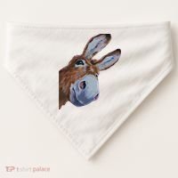 Peachbruh Funny Donkey Art Donkey Head Smile Eagerly Donkey USA-Made Doggie Bandana thumb 0