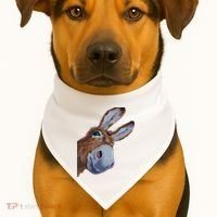 Peachbruh Funny Donkey Art Donkey Head Smile Eagerly Donkey USA-Made Doggie Bandana thumb 1
