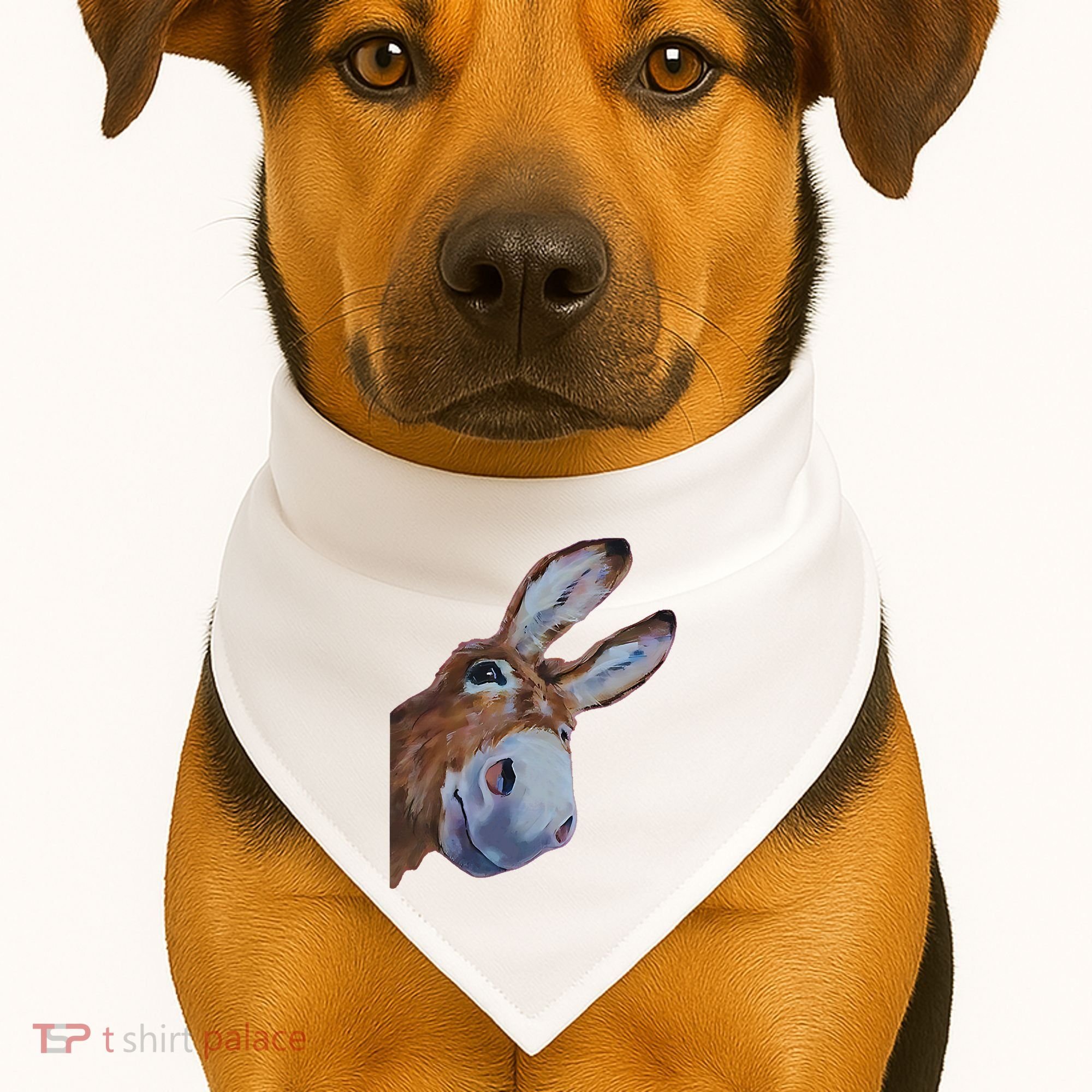 Peachbruh Funny Donkey Art Donkey Head Smile Eagerly Donkey USA-Made Doggie Bandana
