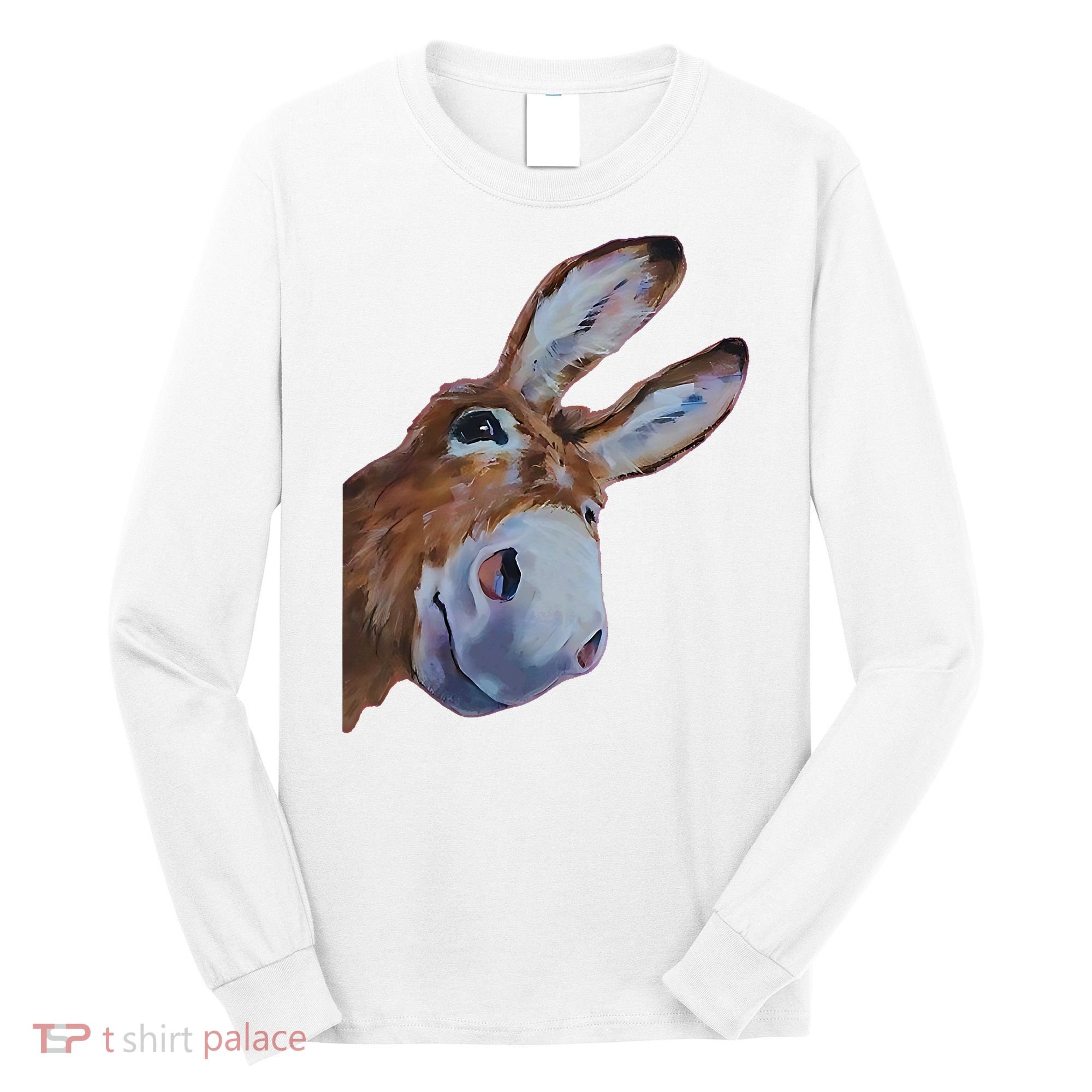 Peachbruh Funny Donkey Art Donkey Head Smile Eagerly Donkey Long Sleeve Shirt