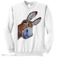Peachbruh Funny Donkey Art Donkey Head Smile Eagerly Donkey Sweatshirt thumb 0