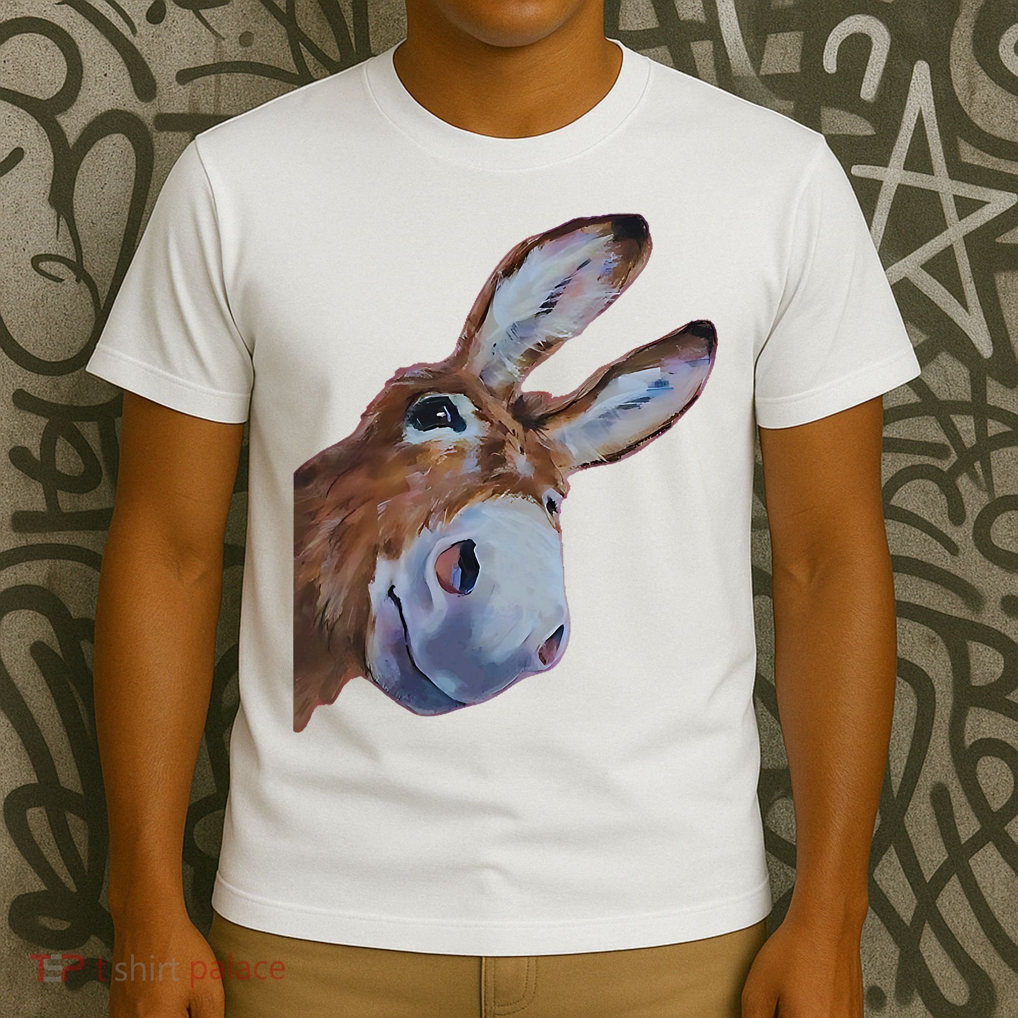 Peachbruh Funny Donkey Art Donkey Head Smile Eagerly Donkey T-Shirt
