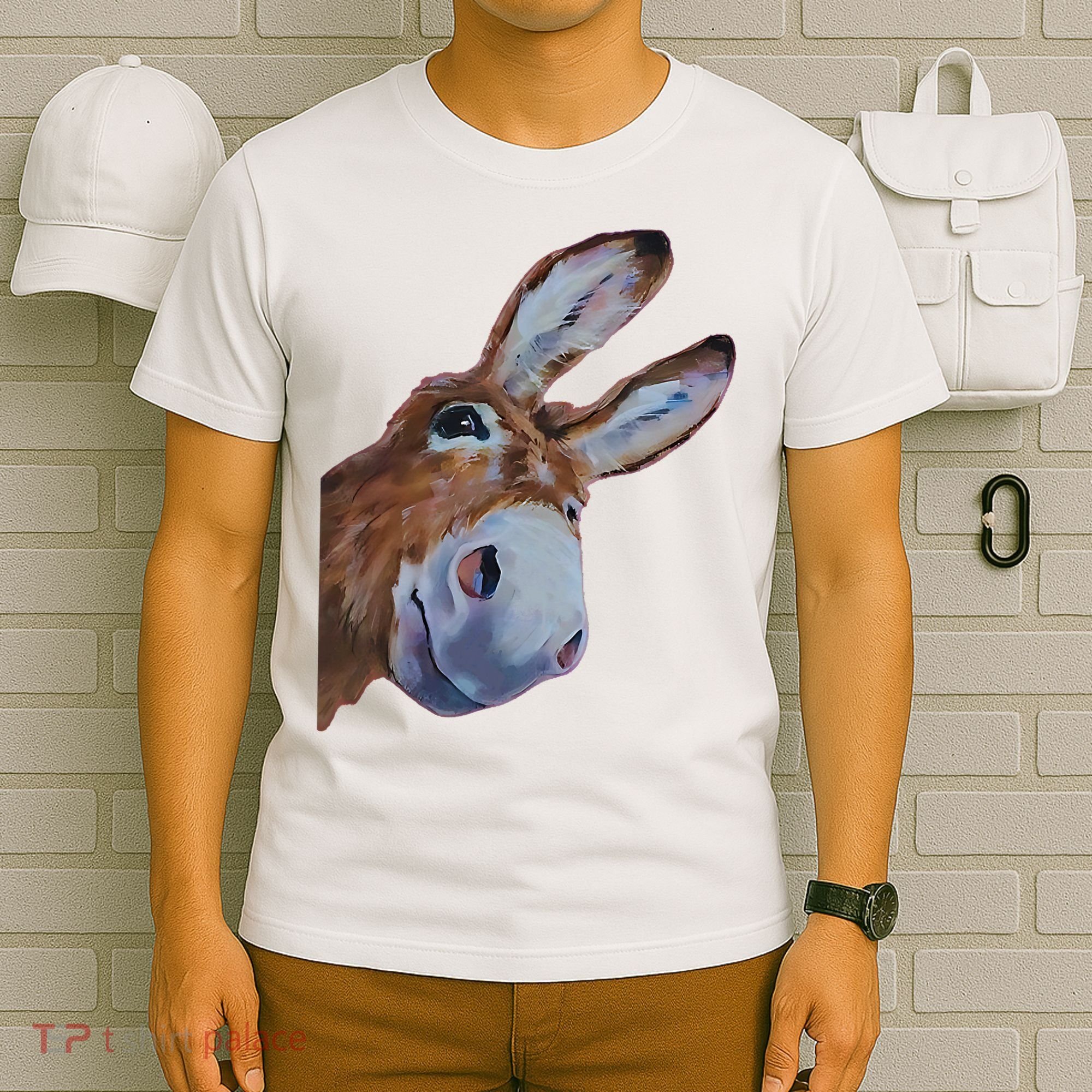 Peachbruh Funny Donkey Art Donkey Head Smile Eagerly Donkey T-Shirt