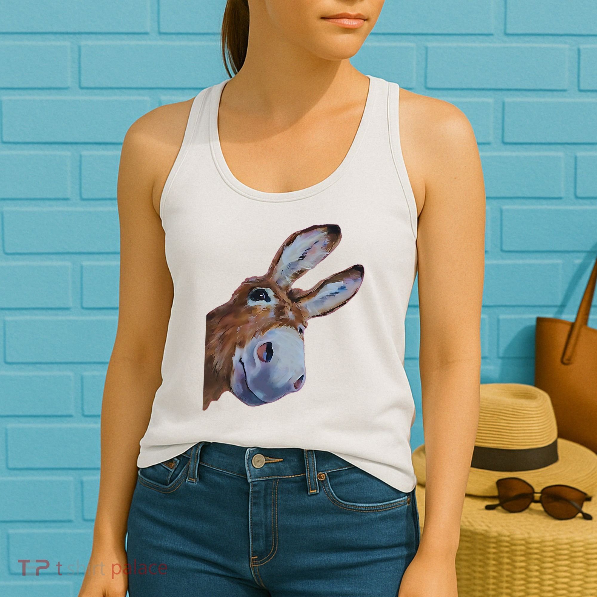 Peachbruh Funny Donkey Art Donkey Head Smile Eagerly Donkey Women's Tank Top