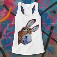 Peachbruh Funny Donkey Art Donkey Head Smile Eagerly Donkey Women's Tank Top thumb 3