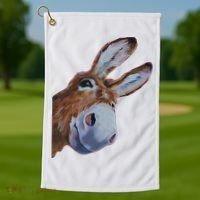 Peachbruh Funny Donkey Art Donkey Head Smile Eagerly Donkey Golf Towel thumb 1