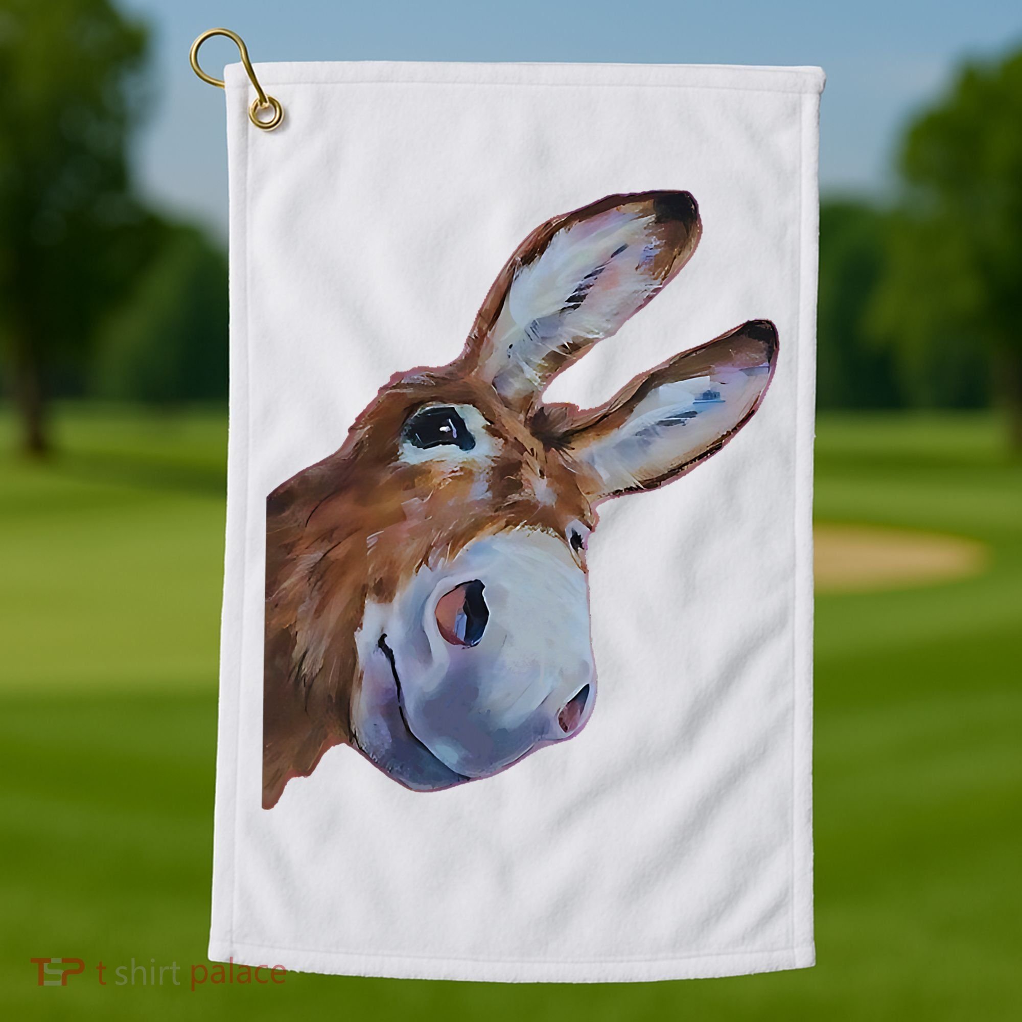 Peachbruh Funny Donkey Art Donkey Head Smile Eagerly Donkey Golf Towel