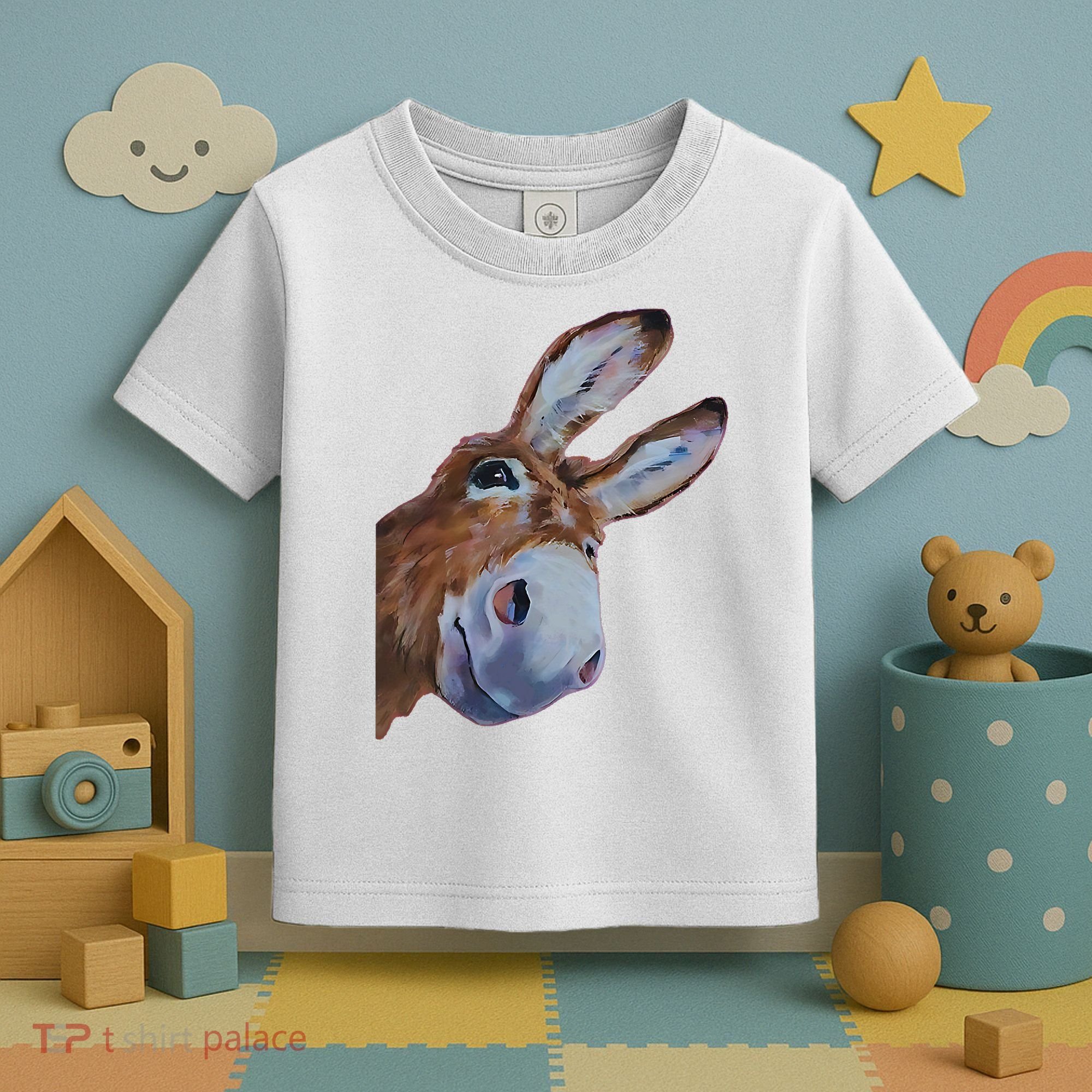 Peachbruh Funny Donkey Art Donkey Head Smile Eagerly Donkey Toddler T-Shirt
