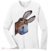 Peachbruh Funny Donkey Art Donkey Head Smile Eagerly Donkey Women's Long Sleeve Shirt thumb 0