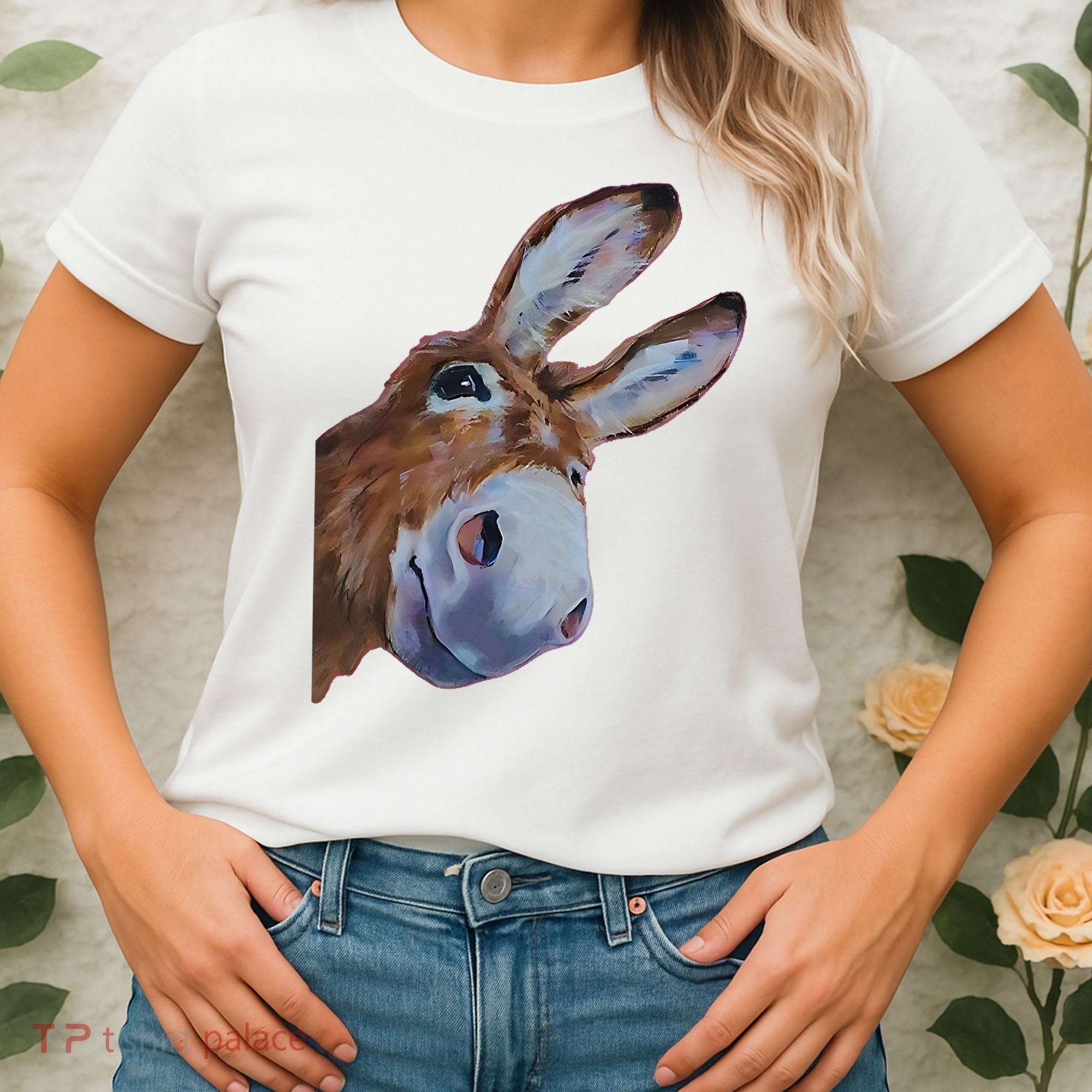 Peachbruh Funny Donkey Art Donkey Head Smile Eagerly Donkey Women's T-Shirt