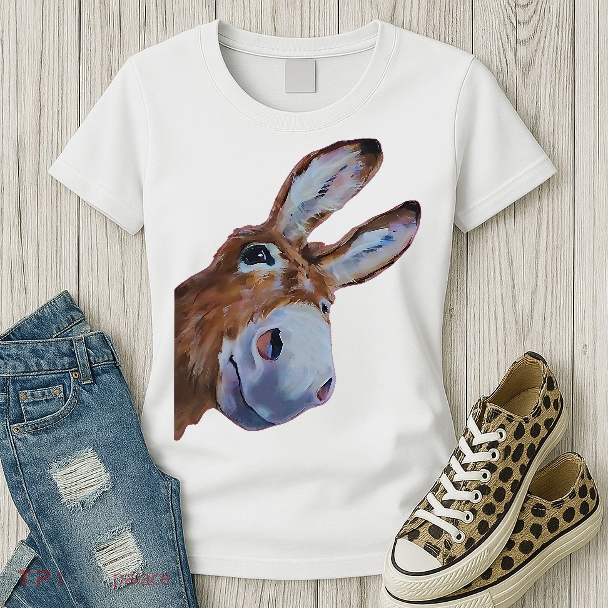 Peachbruh Funny Donkey Art Donkey Head Smile Eagerly Donkey Women's T-Shirt