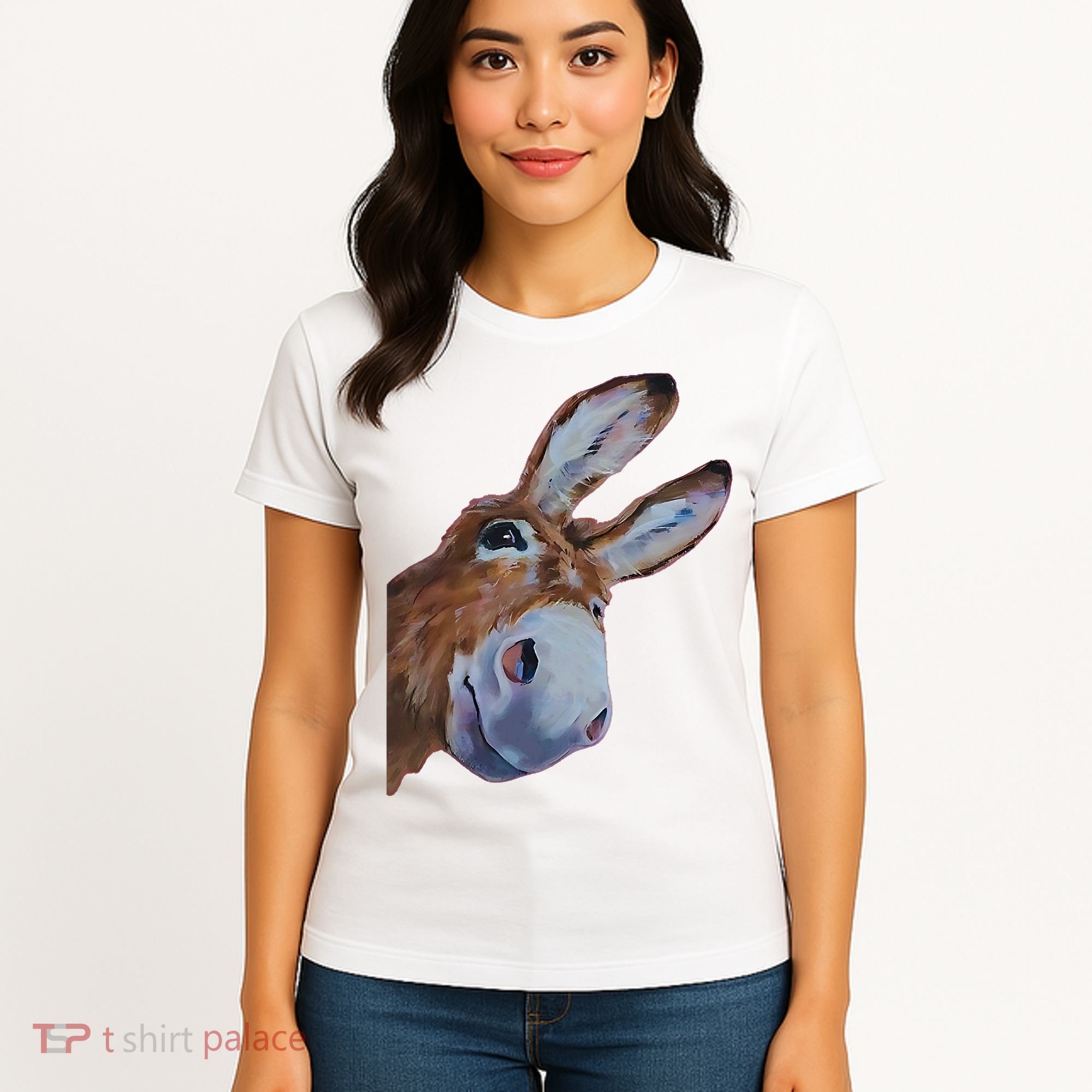 Peachbruh Funny Donkey Art Donkey Head Smile Eagerly Donkey Women's T-Shirt