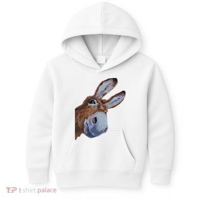 Peachbruh Funny Donkey Art Donkey Head Smile Eagerly Donkey Kids Hoodie