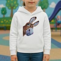 Peachbruh Funny Donkey Art Donkey Head Smile Eagerly Donkey Kids Hoodie thumb 3