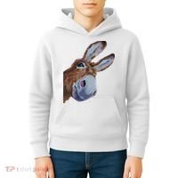 Peachbruh Funny Donkey Art Donkey Head Smile Eagerly Donkey Kids Hoodie thumb 4