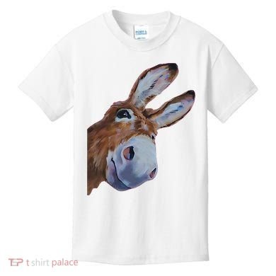 Peachbruh Funny Donkey Art Donkey Head Smile Eagerly Donkey Kids T-Shirt