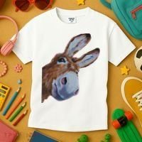 Peachbruh Funny Donkey Art Donkey Head Smile Eagerly Donkey Kids T-Shirt thumb 3